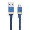 Blue Braided Micro USB Cable High Speed Charging for Android and Data Sync 4