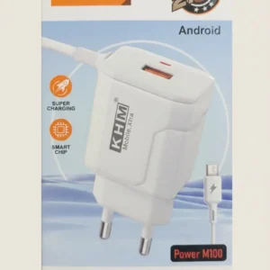 KHM Mobile Xtra Power M100 Fast Charger with Change Light Android Micro USB Cable