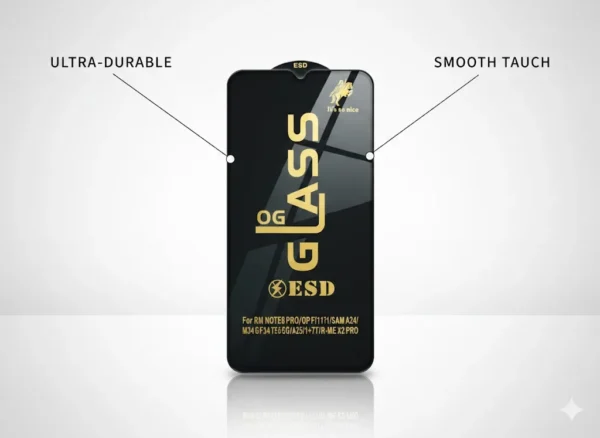 OG ESD Glass Screen Protector for Redmi Note 8 Pro / Samsung A24 / Oppo A9 1