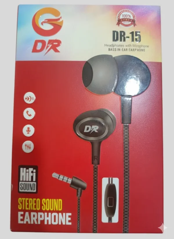 DR-15 HiFi Stereo Sound Earphone Bass In-Ear Handsfree with Microphone DR-15 HiFi Stereo Sound Earphone Bass In-Ear Handsfree with Microphone 1