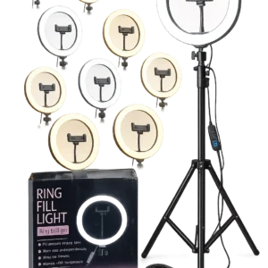 Professional 10 Inch RGB LED Ring Fill Light with Phone Holder and Dimmable USB Remote Control